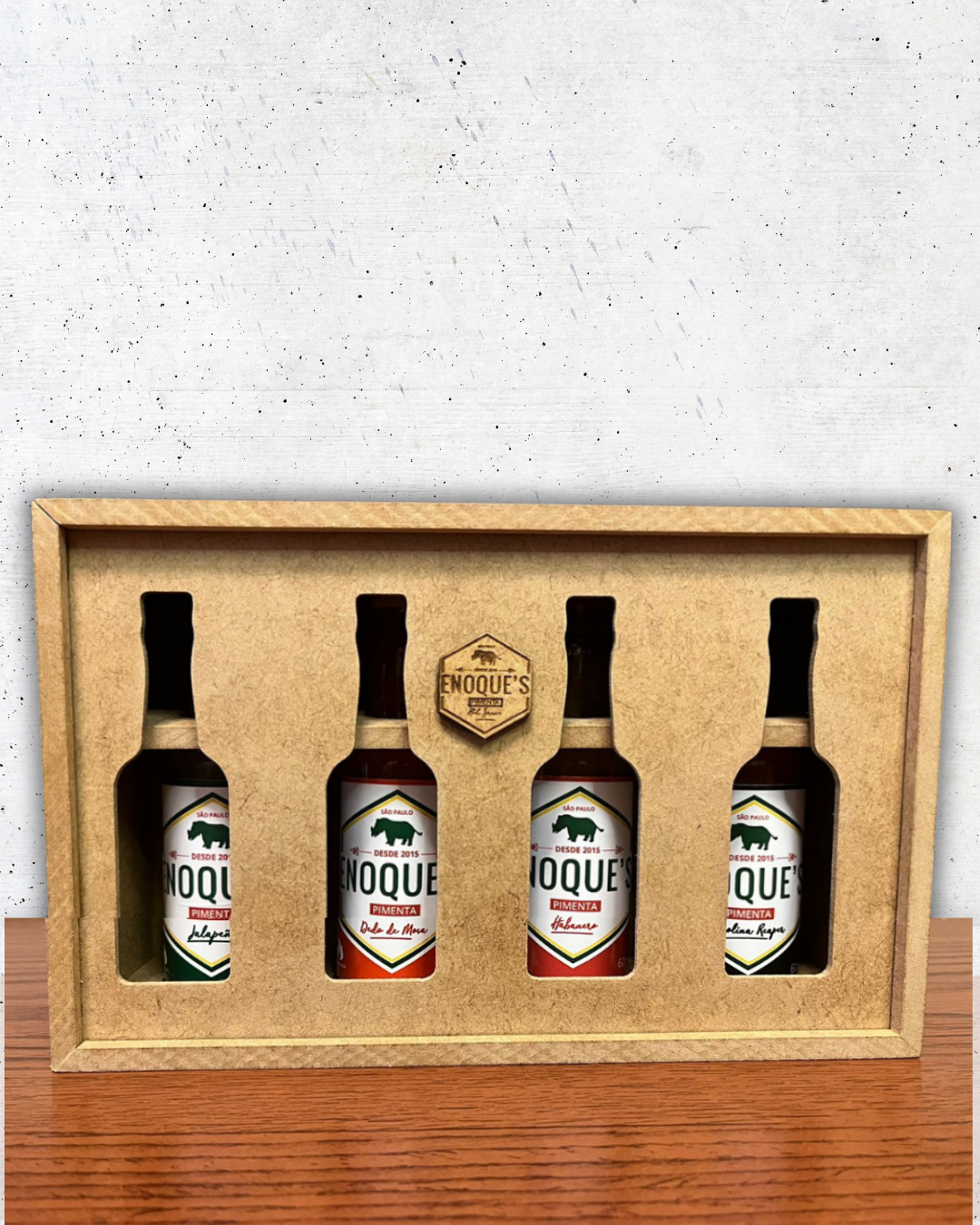 Estojo com 4 Molhos de Pimenta Premium Enoque's